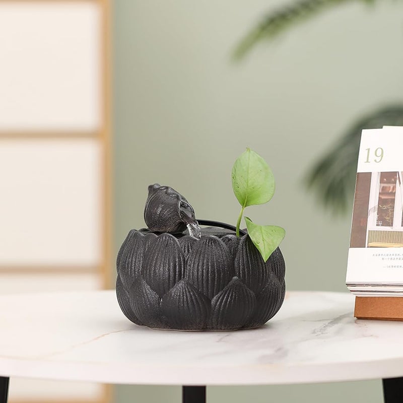 Andady Ceramic Tabletop Fountain Waterfall Feature for Indoor and Outdoor Table Desk Office Patio (Black A153) - Image 4